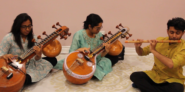 Performing Veena and Flute rehearsal for Bharatnatyam